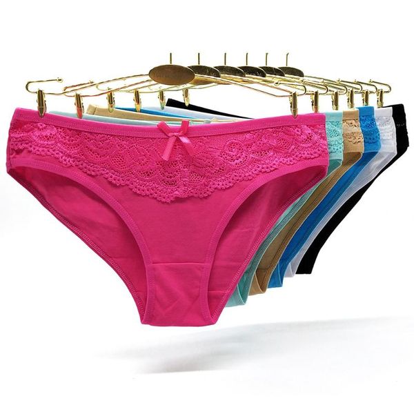 

women's panties alyowangyina 1/6/12 pcs/lot foreign trade cotton underwear briefs 89351, Black;pink