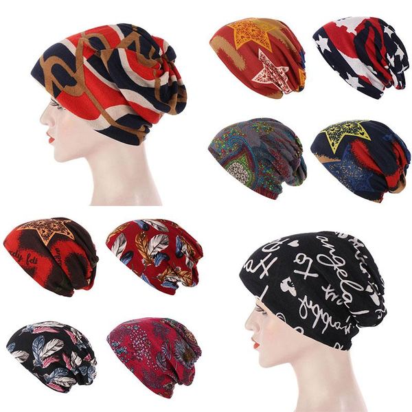 

beanie/skull caps 2021 western style printed decorative knitted hat all-match fashionable simple hats elegant comfortable pullover, Blue;gray