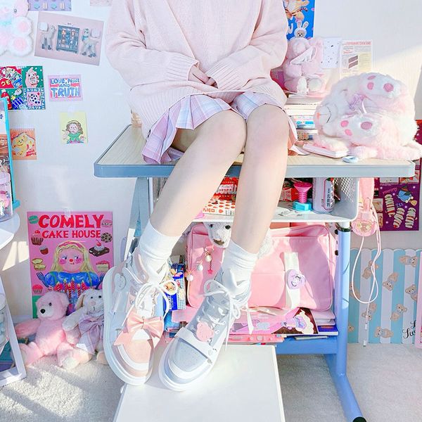 

female racing shoes lolita boots jk uniform high-end cosplay student rentals up to mid-heel tennis girls e5aa, Black