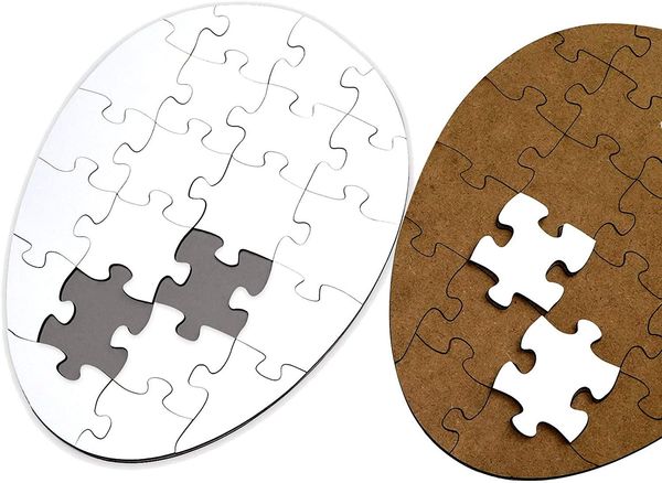 Uovo di Pasqua Forma ovale in legno Blank Sublimation Puzzle FAI DA TE Heat Press Trasfer MDF Blank Jigsaw Party Decorazione RRA11580