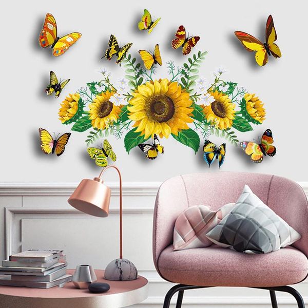 

wall stickers 3d butterfly sticker plane sunflower home decor pvc removable wallstickers wallpaper