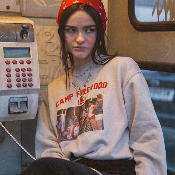 

2021 new vintage casual print warm sweatshirt women long sleeve autumn winter retro hoodie simple streetwear sweatshirts femme imdq, Black