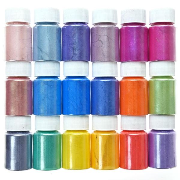 

10g/bottle 54 colors diy glitter nail art pearlescent mica powder epoxy resin mineral soap coloring pigment pearl powder te#74, Silver;gold