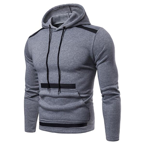 

men's hoodies & sweatshirts plus size hedging hooded 2021 spring autumn fashion solid slim fit casual warm streetwear high-quality top, Black