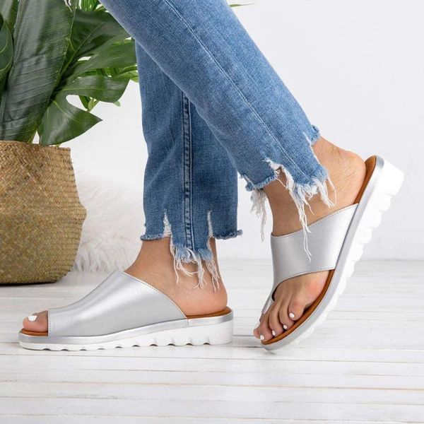 

toe loop orthopedic flat sandals for women 2021 bunion sandals summer shoes, Black