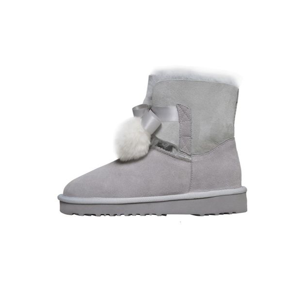 

new snowball decoration sheep skin a round head hair classic low heels rubber boots large female size 6ylz, Black