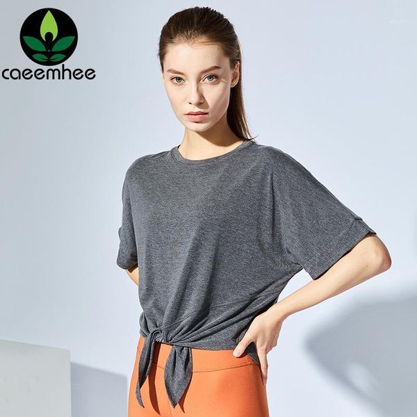 

yoga outfit caeemhee sport for women short sleeve fitness shirts activewear quick dry loose bandage gym exercise running t shirt