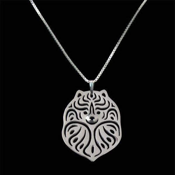 

pendant necklaces fashion metal jewelry pomeranian for lovers women alloy pet dog drop, Silver
