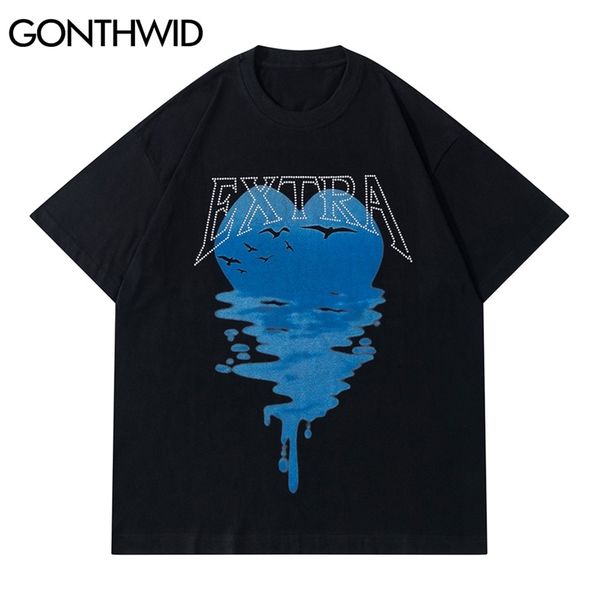 

tees shirts streetwear harajuku love heart print tshirts hip hop casual cotton fashion mens short sleeve t-shirt 210602, White;black