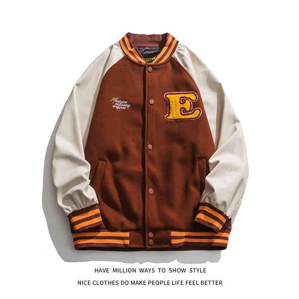 

men's jackets college team men's and women's embroidered jacket, bomber jacket for both men women, informal street baseball s, Black;brown