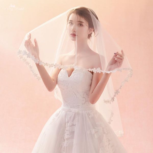 

bridal veils lzp368 real wedding veil 1.5 meters ivory small flowers applique two layer tulle veu de noiva, Black