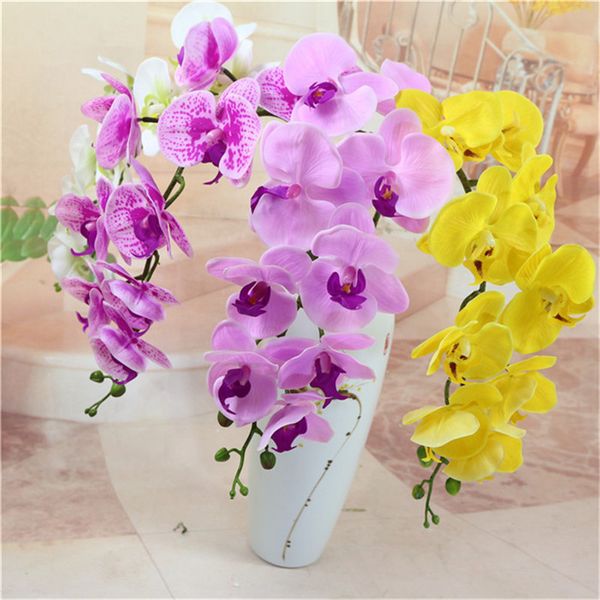 Flor de seda traça artificial orquídea orquídea orquídea para casa casamento festival decoração imortal phalaenopsis flores artificiais atacado