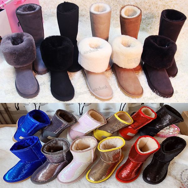 

2023 sell classic design ladies snow boots short mini knee tall 58155825 fashion womens winter and keep warm boot australian fur furry, Black