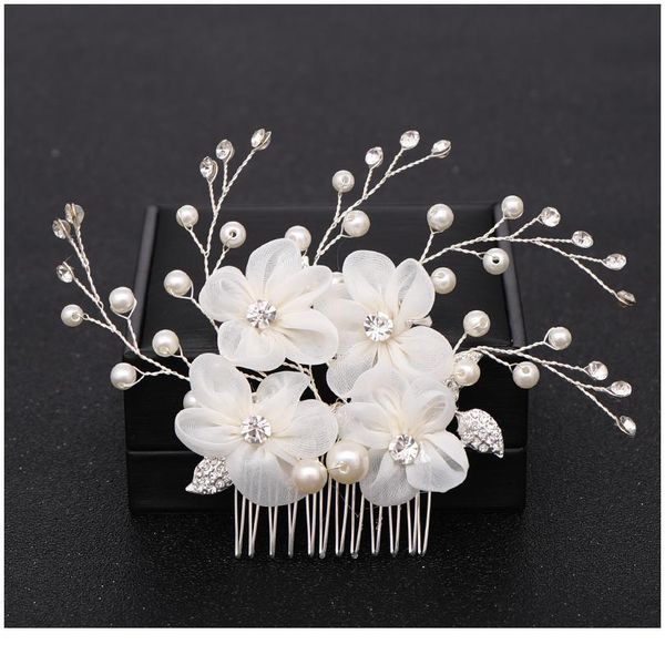 

silver color flower pearl wedding hair combs hair accessories for bridal headpiece women decorative combs wedding hair jllabz