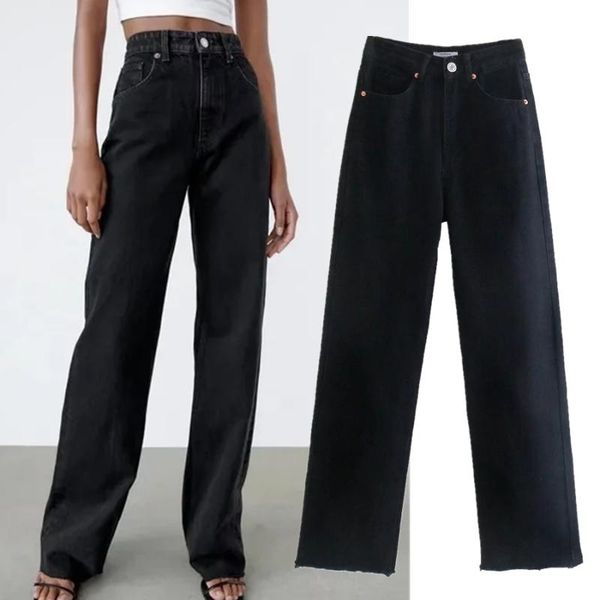 

women's jeans maxdutti woman high waist england street vintage wide leg pants burrsjeans for women boyfriend, Blue