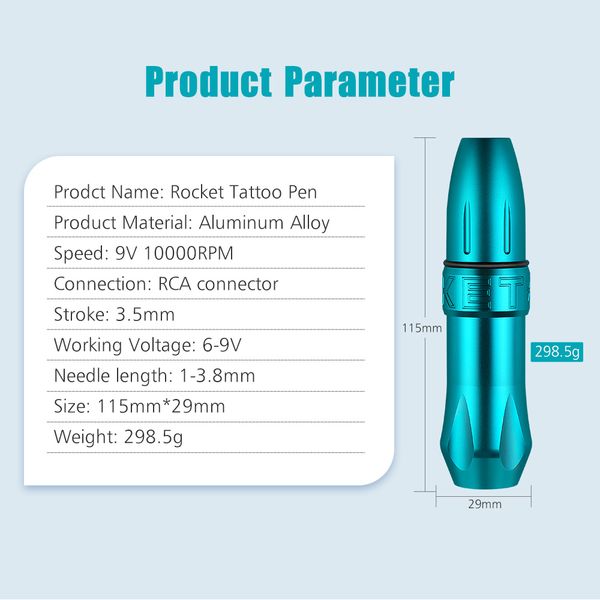 

rocket tattoo machine set rotary tattoo machine pen with cartridges needles permanent makeup tattoo body artscouts