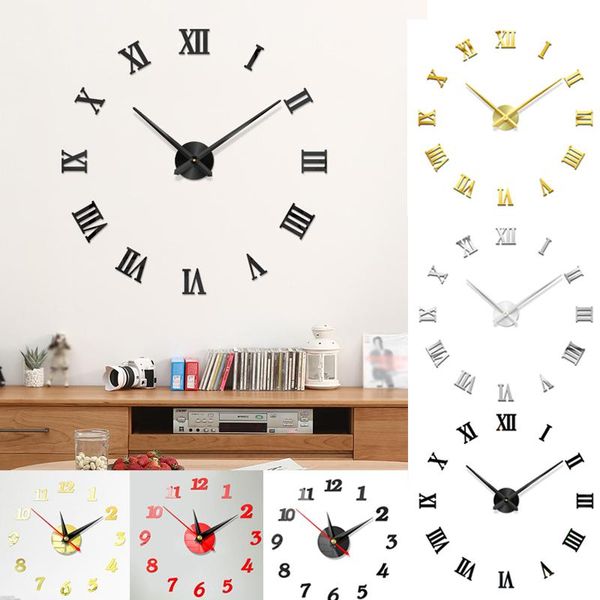 

wall clocks 3d clock mirror stickers living room removable art decal diy sticker home decoration