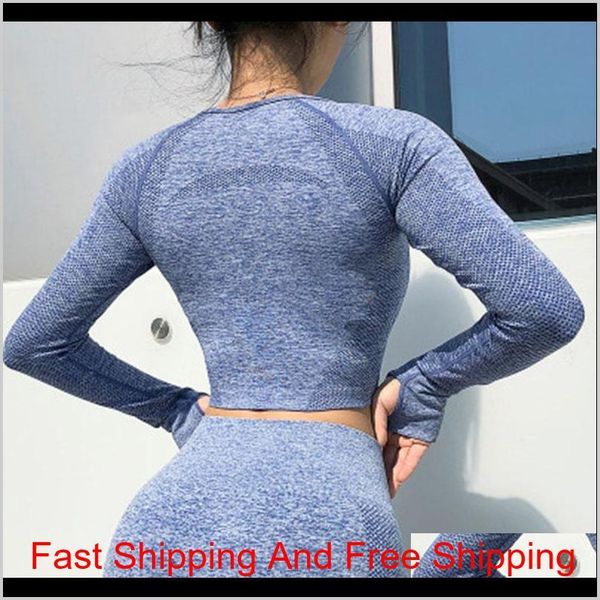 

yoga set women exercise clothes long sleeve gym yoga shirts energy running fitness workou qylcja five2010, White;red
