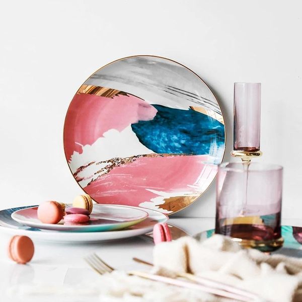 

dishes & plates 8/10 inch bone china and ceramic tableware kitchen utensils porcelain dinner pizza dessert steak decoration trays