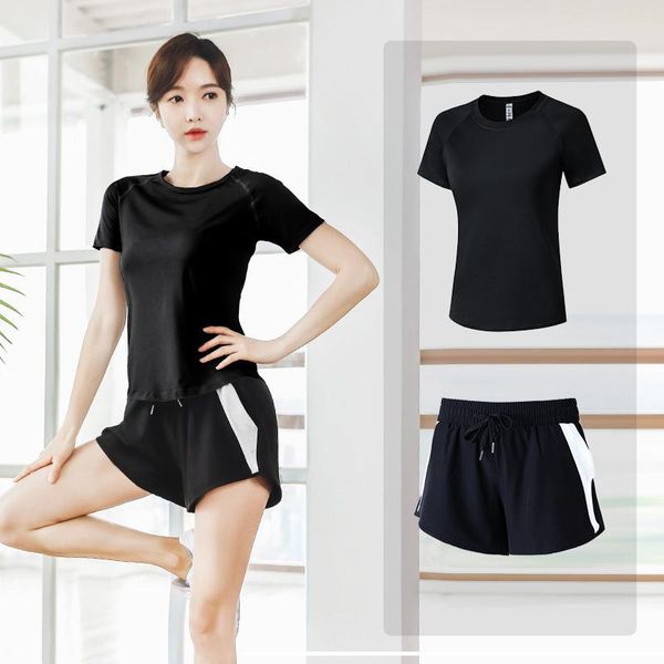 

yoga outfit women set t-shirt and short 2pcs sport suits breathable fitness clothes running jogging gym sportswear