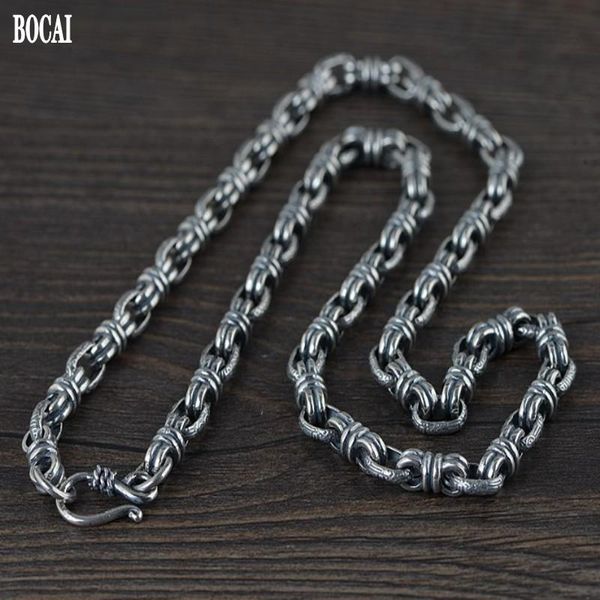 

chains bocai 2021 100% solid s925 silver retro trendy knot s hook man's necklace 6mm punk rock personality jewelry