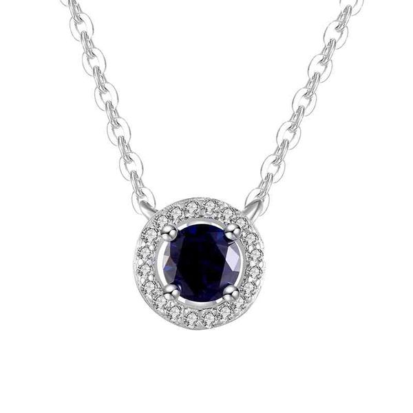 

exquisite jewelry ladies necklace sapphire pendant 925 sterling silver