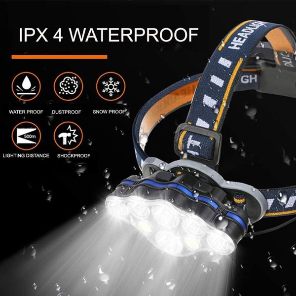 

headlamps 50000lm powerful headlamp usb rechargeable headlight 8 led head lamp waterproof lanterna