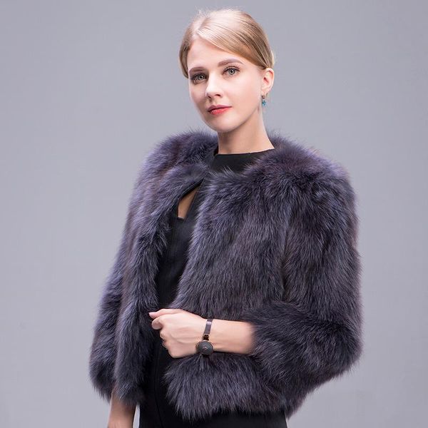 

women's fur & faux ms.minshu coat short style 100% genuine outwear long sleeves natural jacket, Black