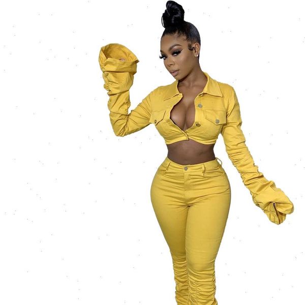 

solid ruched two piece set long sleeve crop jacket pencil pants, Gray