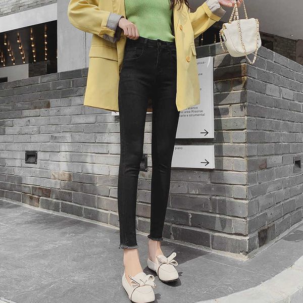

jeans large size high waist women's elastic slim pants in autumn and winter of 2021, Blue