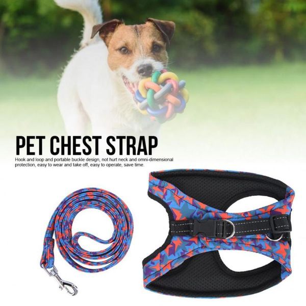 

dog collars & leashes polyester lightweight adjustable soft breathable reflective printing pet vest harness chest strap