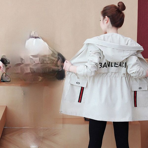 

women's new spring and autumn hooded coat windbreaker o7jn#, Black