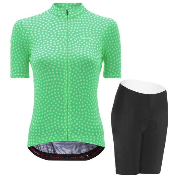 

racing sets nwe women's light green cycling jerseys short sleeve dots pattern bike clothing bicycle wear gel pad, Black;blue