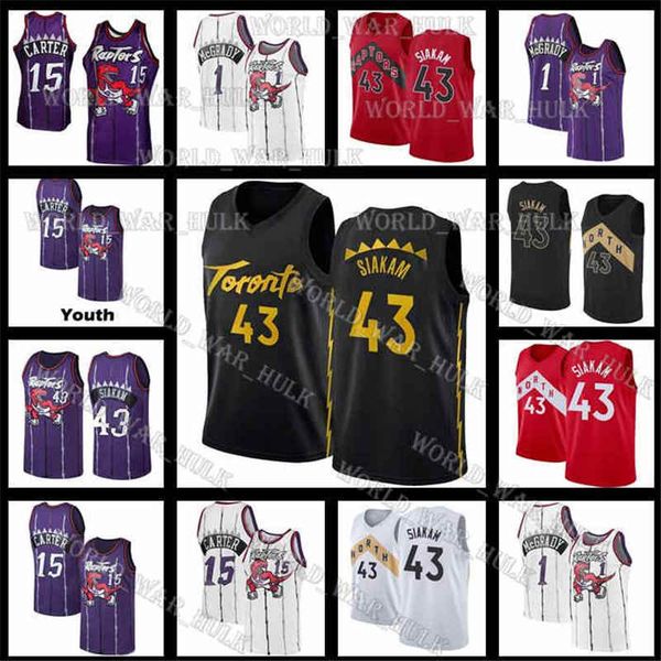

TorontoRaptorsVince 15 Carter Pascal 43 Siakam Tracy 1 McGrady Kyle 7 Lowry Grant 33 Hill Allen 3 Iverson 23 Michael Bull Jersey, Color1