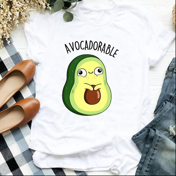 

women lady cartoon avocado camisas mujer fruit holiday 90s ladies t tee womens female shirt clothes graphic t shirt, White