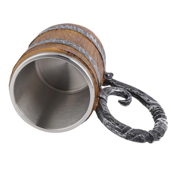 

mugs 1pc imitation wooden mug reusable resin novelty oak beer steins