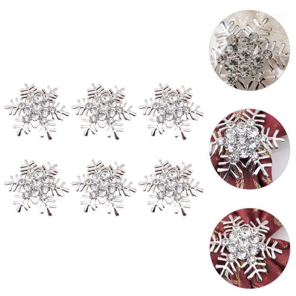 

napkin rings 1 set/6pcs snowflake shape clasps christmas rhinestone1