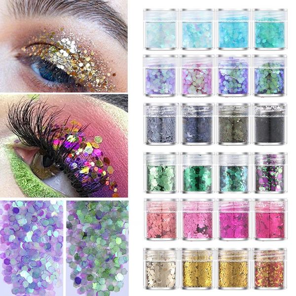 

nail glitter 4 boxes 4boxes holographic chunky glitters art decorations 3d cosmetic sequins for body face makeup, Silver;gold