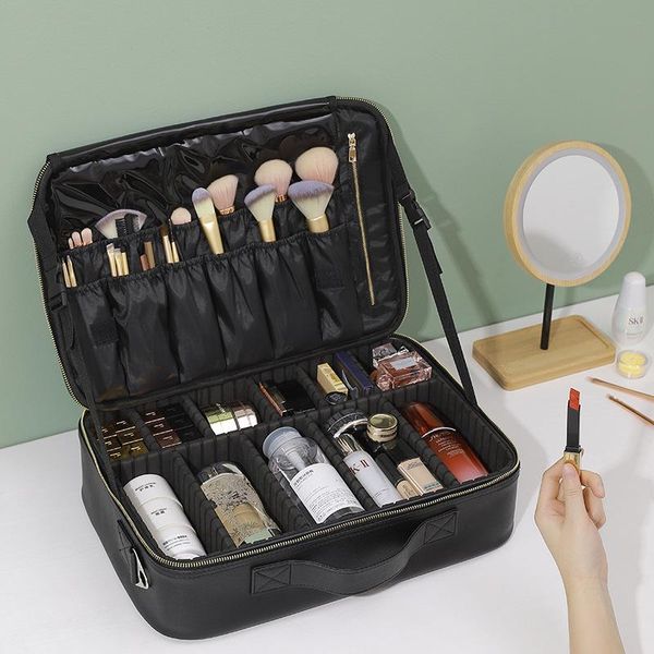 

kingslong makeup case brand travel cosmetic bags for women's large spand storage case multilayer suitcase waterproof