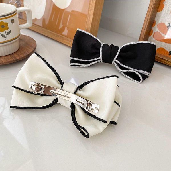 

hair clips & barrettes high grade white-collar retro black and white bow hairpin fashion girl's back head clip, Golden;silver