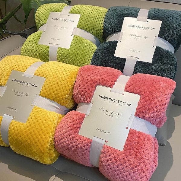 

blankets bonenjoy winter thicken waffle throw blanket for beds solid color soft polyester plaid kids king size manta