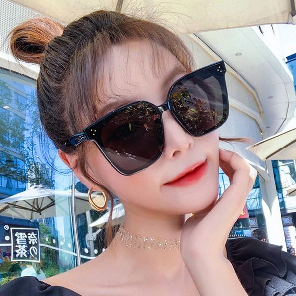 

feishini 2021 brand designer sunglasses polarized women black fashion korea sun glasses plastic square stylish shades, White;black