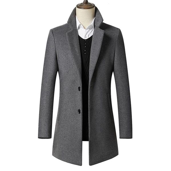 

men's wool & blends winter windbreaker 2021 coat woolen jacket korean version of long lapel business blended warmth mens, Black