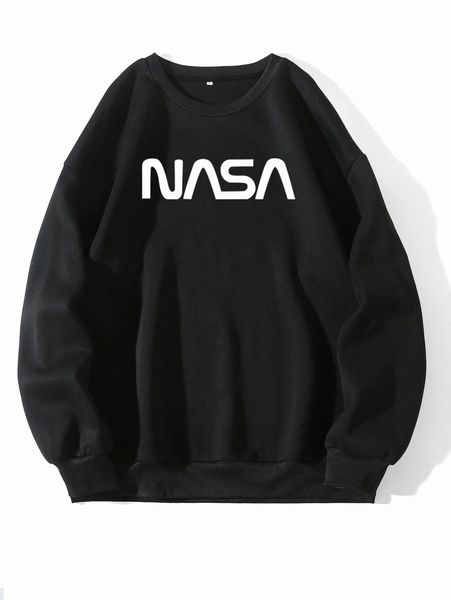 

men letter graphic thermal lined sweatshirt z1uz#, Black