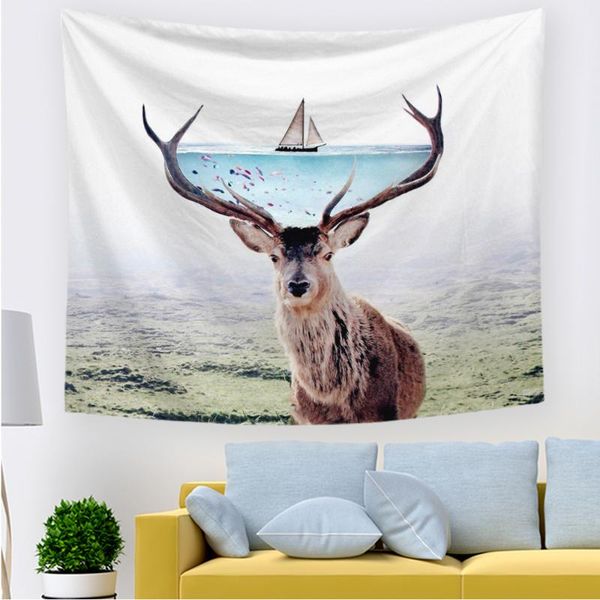 

tapestries creative elephant tapestry 90x59 inch animal farmhouse wildlife sika deer wall hanging bedroom living room dorm decor