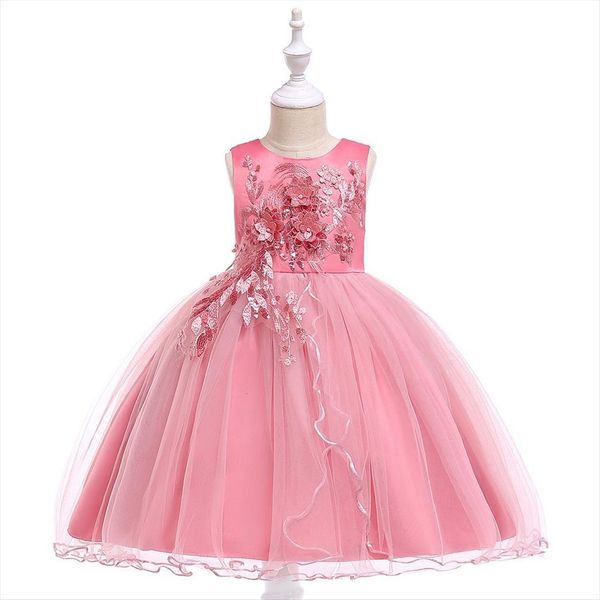 

kids for girls summer girl dress wedding princess party ball gown cute baby birthday formal flower l5060, Red;yellow