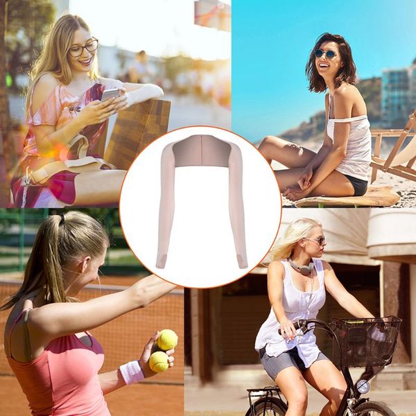 

elbow & knee pads summer cool ice silk shawl anti-uv women cuff golf outdoor cycling fishing sports sun protection arm sleeves, Black;gray