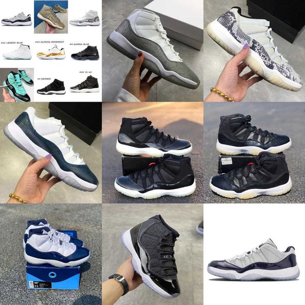 

eakers 11 11s mens basketball shoes jumpman 25th anniversary low bred concord 45 cap and gown 72-10 white metallic silver running 15