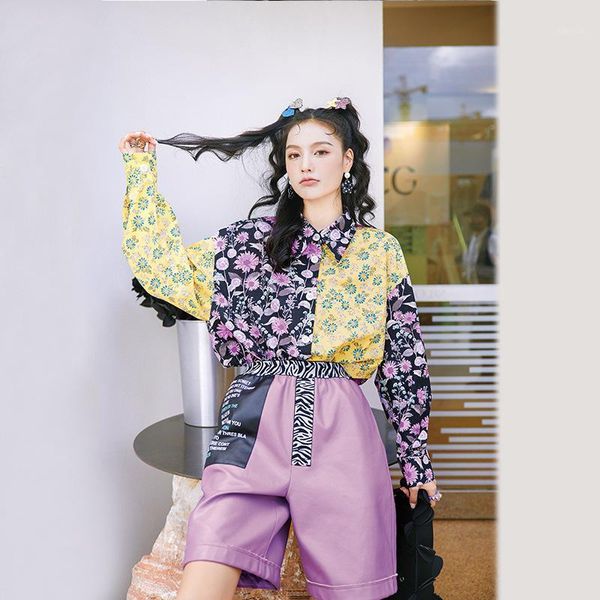 

women's shorts wide leg black casual wear temperament commuter personality purple pants 1-161, White;black