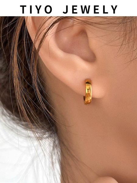 

hoop & huggie tiyo modern jewelry titanium steel earrings design selling golden plating metal for women accessories, Golden;silver